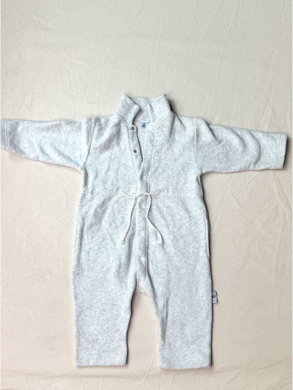 Petit Bateau 2A 86cm Gray Fleece Jumpsuit Romper 24M Snap Front One Piece